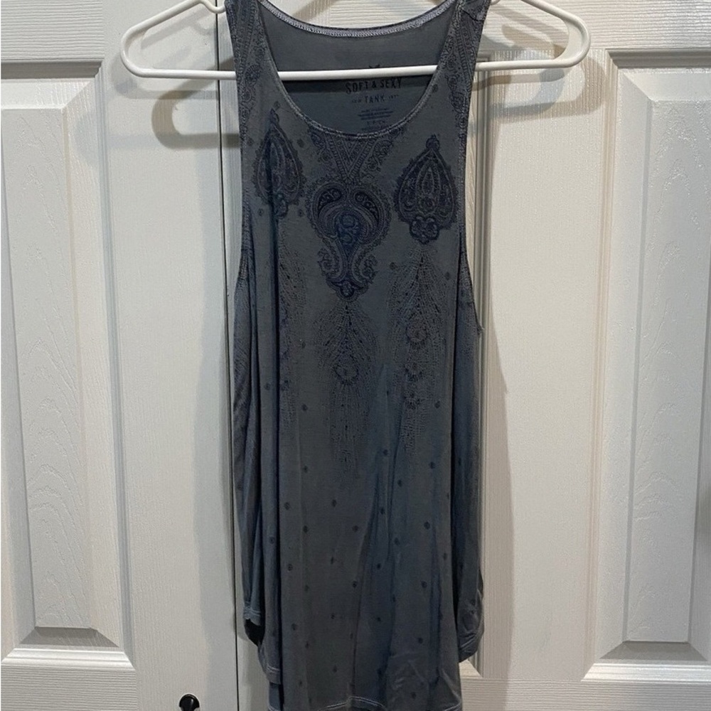 Gray Embellished Paisley Tank Top
